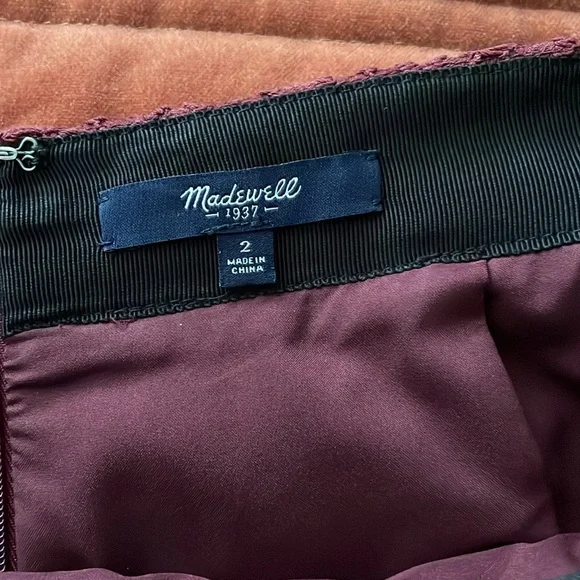 Madewell Lace Asymmetrical Skirt Burgundy Wrap Mini Size 2 - Picture 3 of 4